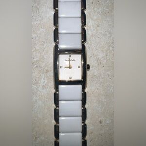 Retired Pandora Gold-Plated Facets Watch White Ceramic Strap New